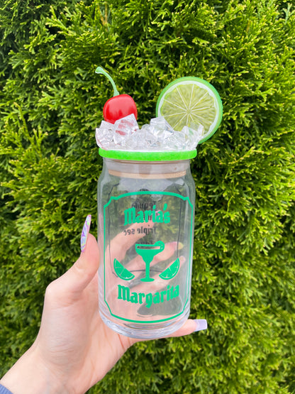 Personalized Glass cup with Ice topper