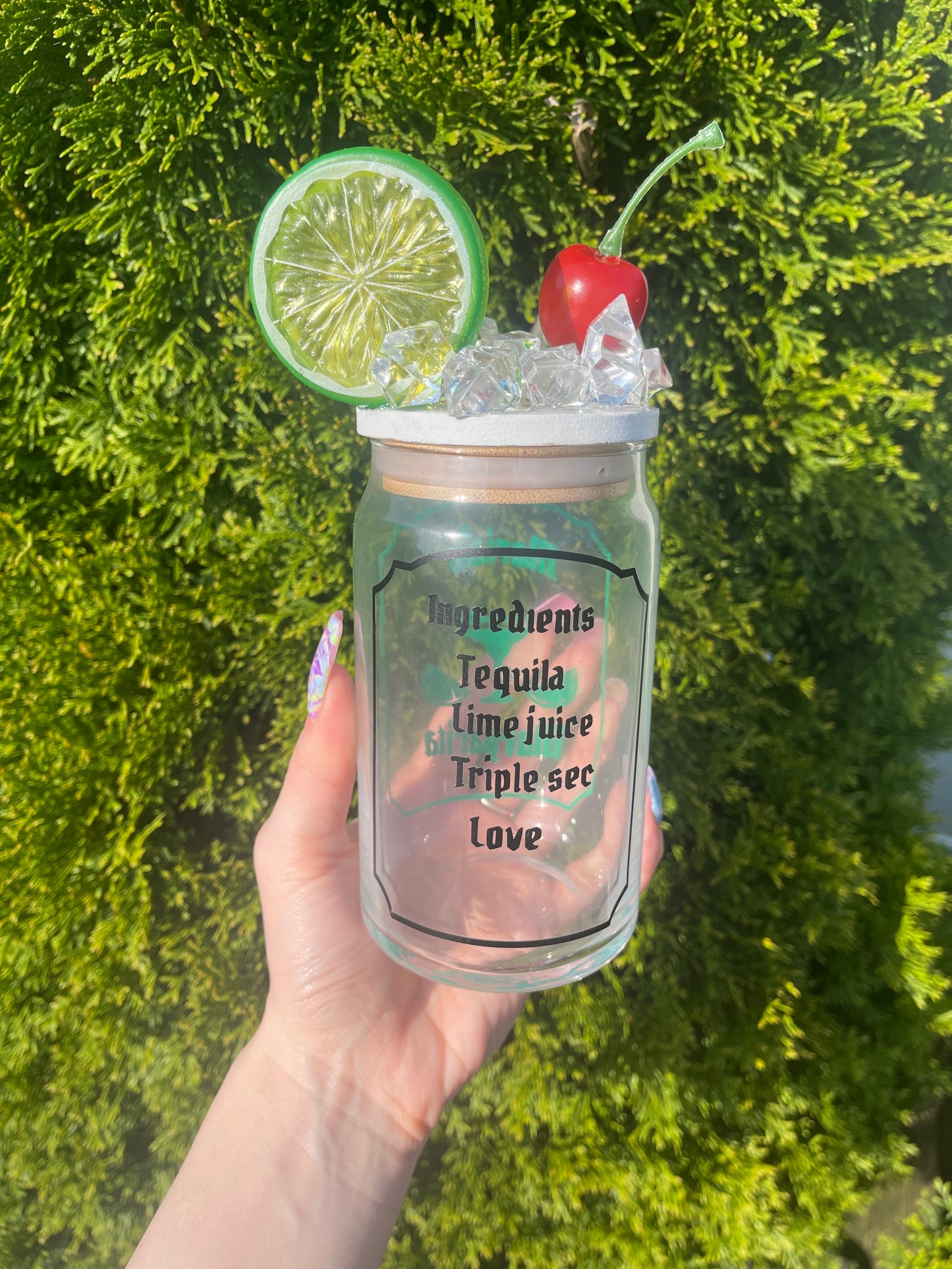 Personalized Glass cup with Ice topper