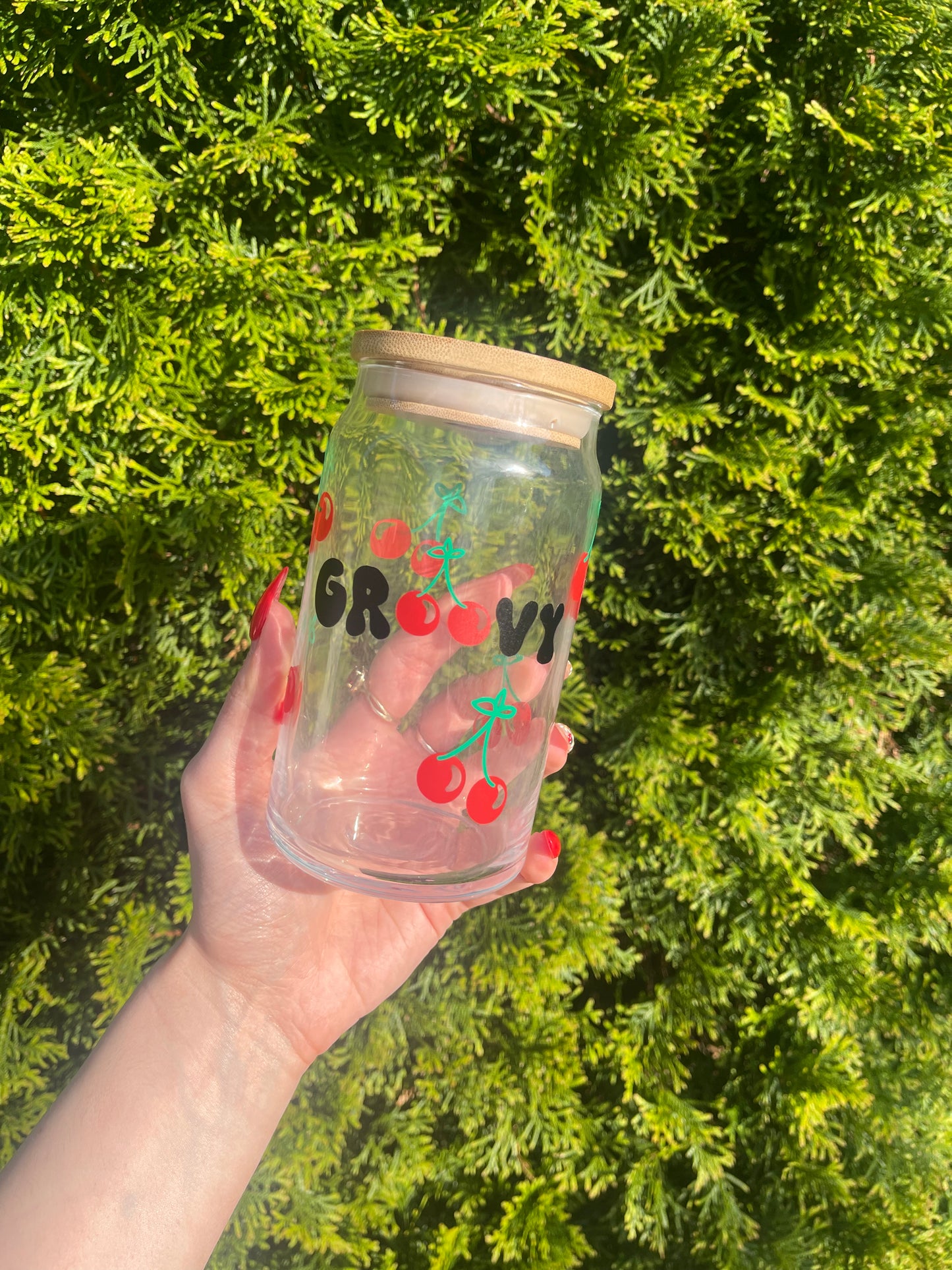 Groovy Cherry Glass Cup