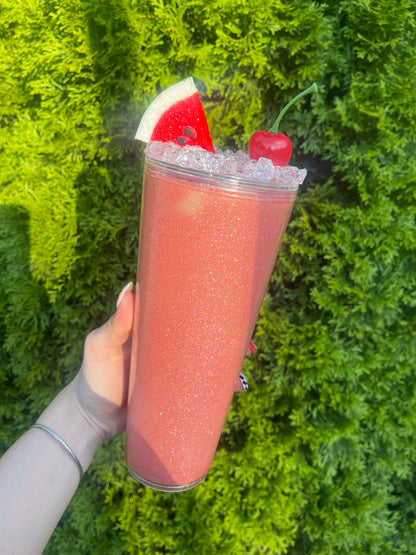 Watermelon Cherry themed Color changing Tumbler with Ice Lid