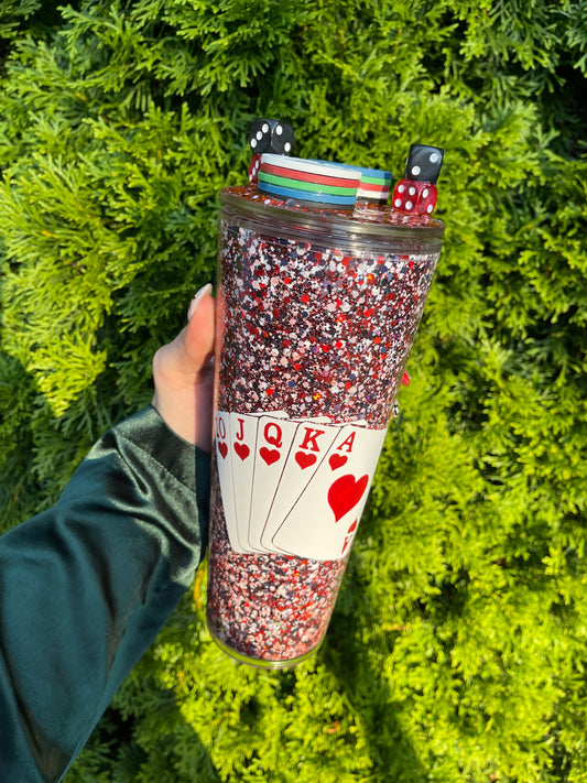 Casino Glitter Tumbler with 3D Lid