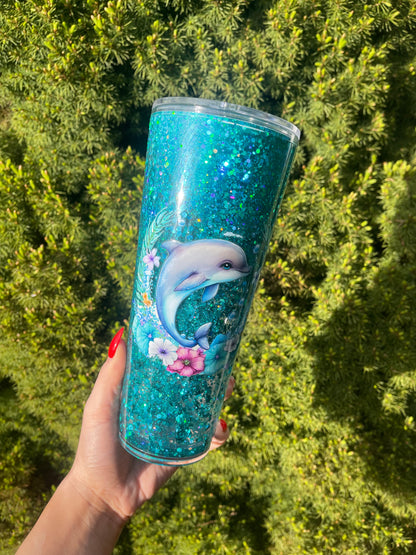 Dolphin Snow Globe Tumbler