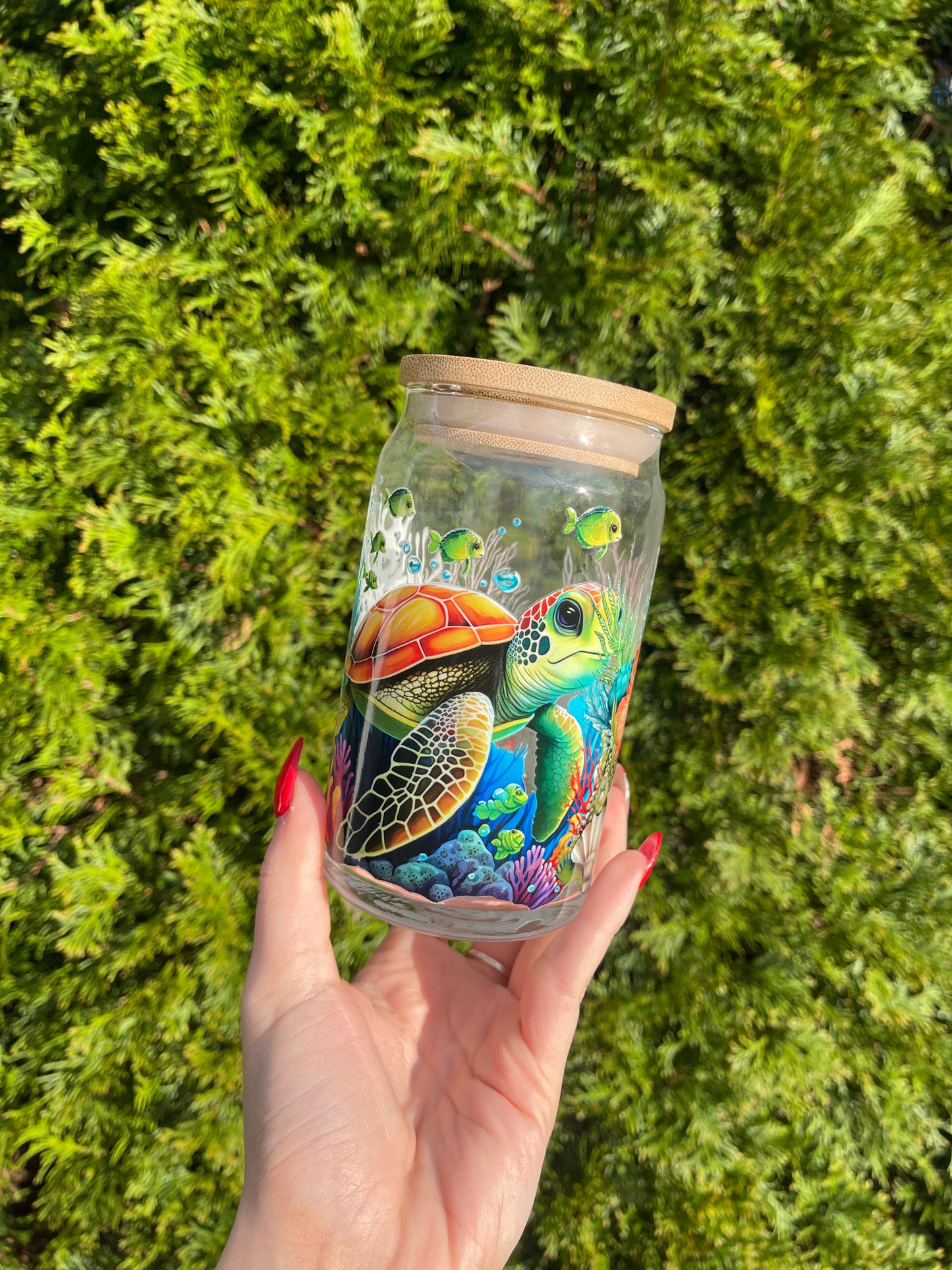 Under the sea Turtle Glass Cup